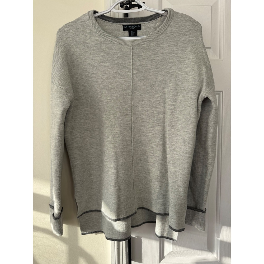 Cynthia Rowley‎ Active Womens Gray Knit Pullover Sweater High Low Hem Size M